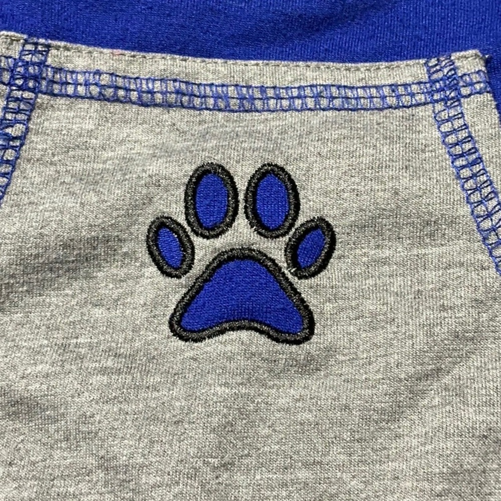 Blue and Gray Dog Hoodie with Paw Print - Picture 3 of 8